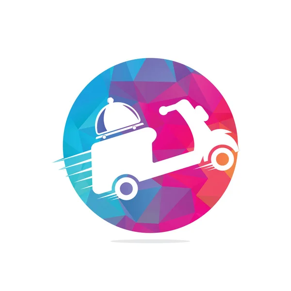 Retro scooterlı yemek dağıtım logosu tasarımı. Yemek scooter logosu.