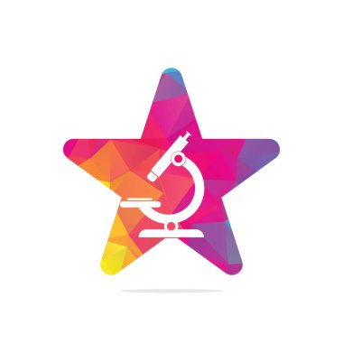 Mikroskop yıldızı şekilli konsept logo vektörü. Mikroskop Logo tasarımı vektör çizimi.
