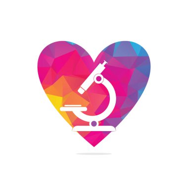 Mikroskop kalp şekilli konsept logo vektörü. Mikroskop Logo tasarımı vektör çizimi.