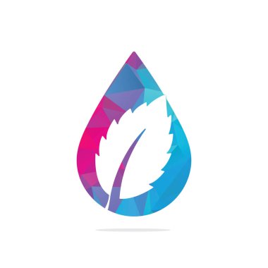 Nane yaprağı damlası şekli konsept logosu. yeşil nane yaprakları vektör logosu.