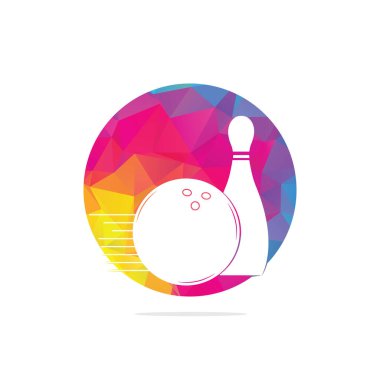 Bowling logosu, simgeler ve sembol. Bowling topu ve bowling broşu illüstrasyonu.