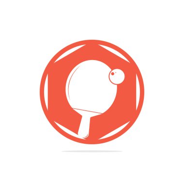 Top logosu illüstrasyonlu masa tenisi raketleri. Masa tenisi retro logosu veya ping pong spor kulübü vintage marka vektörü.