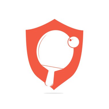 Top logosu illüstrasyonlu masa tenisi raketleri. Masa tenisi retro logosu veya ping pong spor kulübü vintage marka vektörü.