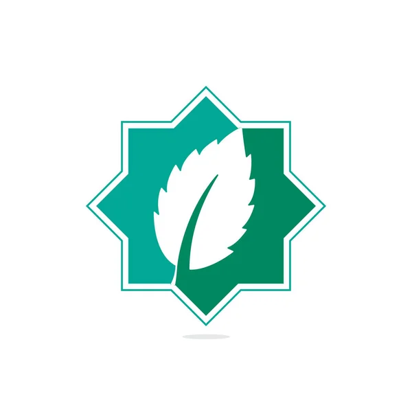 Ikona Wektorowa Elementu Liści Mięty Zielony Mięta Liście Wektor Logo — Wektor stockowy
