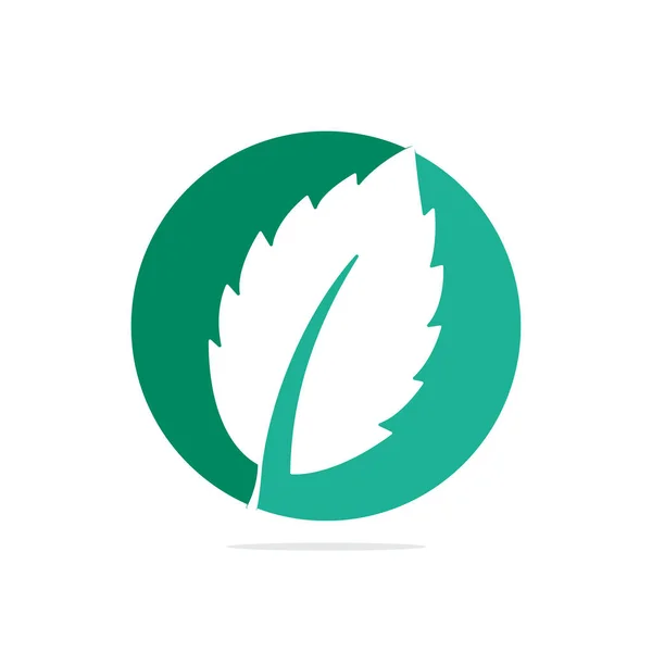 Icona Vettore Elemento Foglia Menta Verde Menta Foglie Vettoriale Logo — Vettoriale Stock