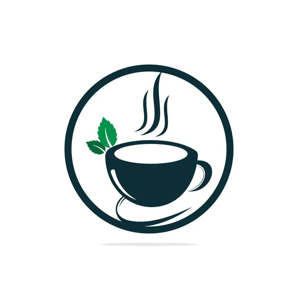 Cup of tea with leaf logo design. teahouse vector design. hot aroma tea  with green leaves logotype. | CanStock