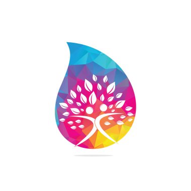 Organik insanlar şekil konsepti logosunu düşürür. İnsanlar logosu. Ağaç logosu logo şablonu. Sağlıklı insanlar ağaç ve biyoloji ikonu. İnsan karakteri ikonu doğa koruma sembolü.