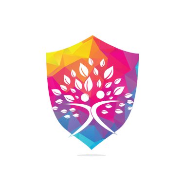 Organik insanlar logo insanları logo ağacı vektör logo şablonu. Sağlıklı insanlar ağaç ve biyolojik ikon insan karakteri ikonu doğa koruma sembolü