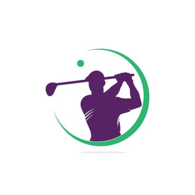 Golf Logosu Soyut Salla ve Topa Vur, Golf Logosu Şablonu, Logo Golf, Logo Golf Sahası