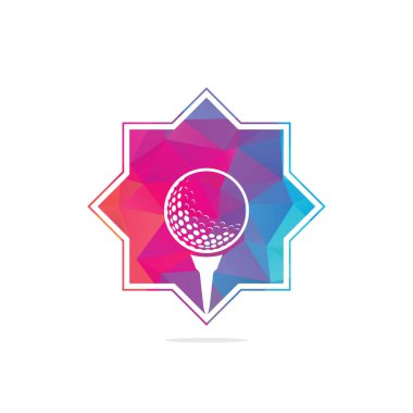 Tee logosundaki golf topu beyaz arka planda izole edilmiş. Golf logosu