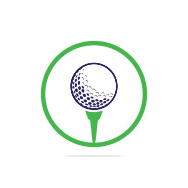 Tee logosundaki golf topu beyaz arka planda izole edilmiş. Golf logosu