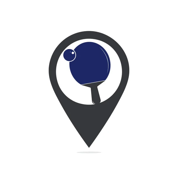Racchette Ping Pong Con Mappa Sfera Concetto Forma Punto Logo — Vettoriale Stock