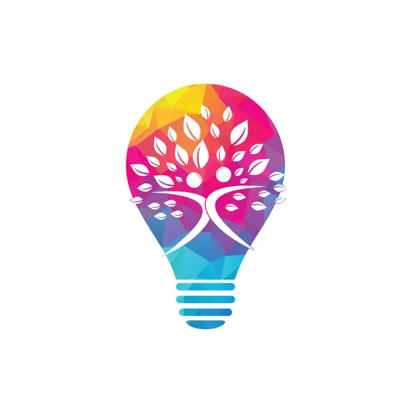 Οργανικό Λογότυπο Σχήμα Λάμπας Λογότυπο Ανθρώπων Πρότυπο Λογότυπο Δέντρο Διάνυσμα — Διανυσματικό Αρχείο