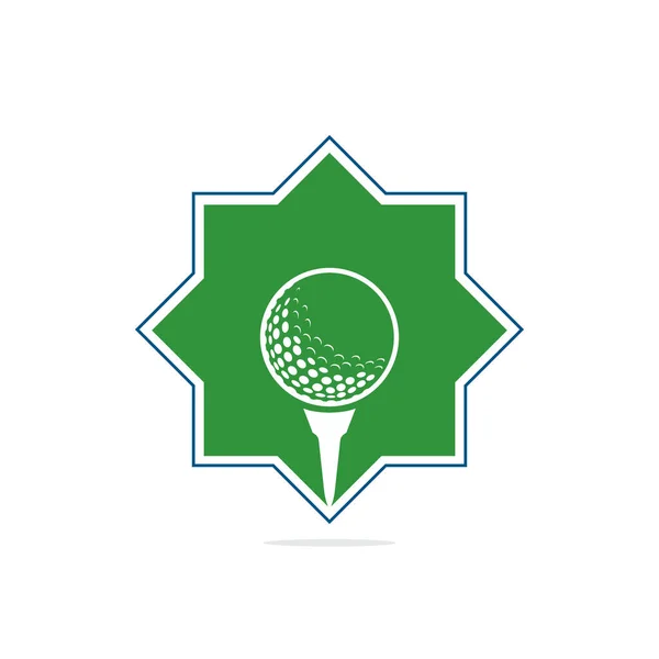 Μπάλα Γκολφ Στο Λογότυπο Του Τεε Απομονωμένη Λευκό Φόντο Λογότυπο — Διανυσματικό Αρχείο