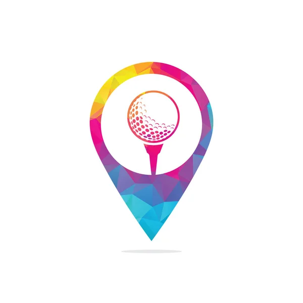 Golfbal Tee Kaart Pin Vorm Concept Logo Geïsoleerd Witte Achtergrond — Stockvector