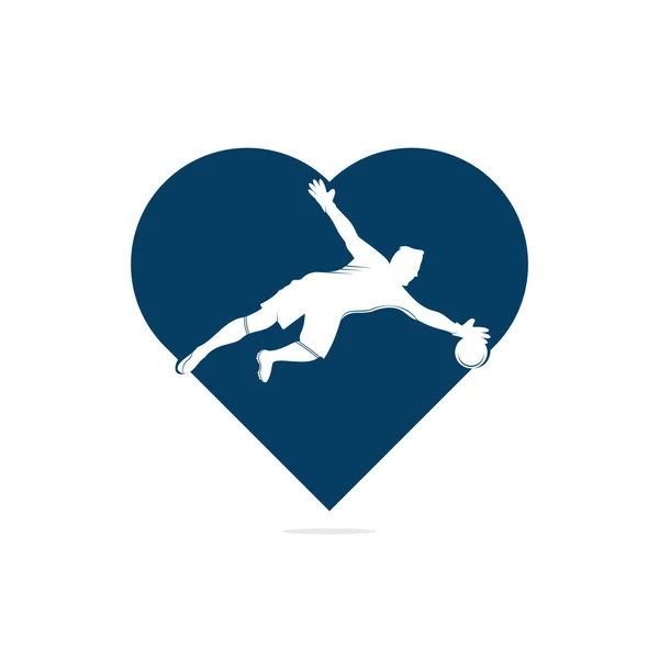 Portero Jugador Corazón Forma Concepto Logo Moderno Jugador Fútbol Acción — Archivo Imágenes Vectoriales