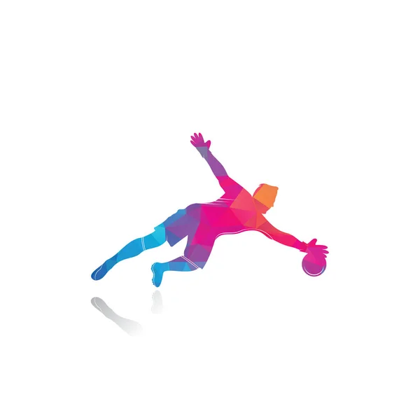 Logo Joueur Gardien Joueur Football Moderne Action Logo Enregistrer Par — Image vectorielle