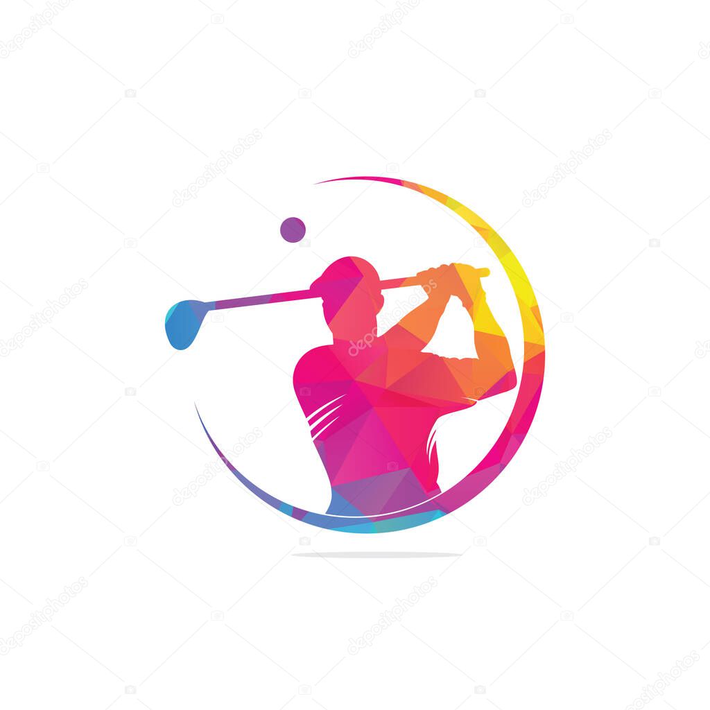 Golf Logo Abstract Swing and Hit the Ball, Field Golf Logo vector Template,logo golf ,logo field golf