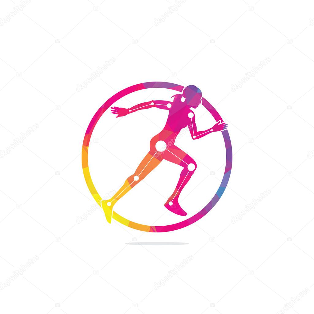 Physiotherapy treatment design template vector with people run. Colorful vector health.