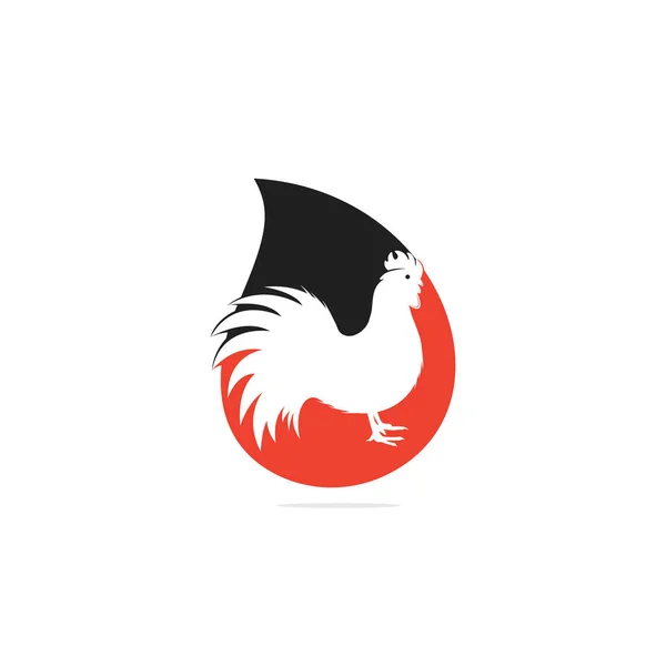Hahntropfenform Konzept Logo Design Chicken Restaurant Vektor Logo Zeichen Roter — Stockvektor