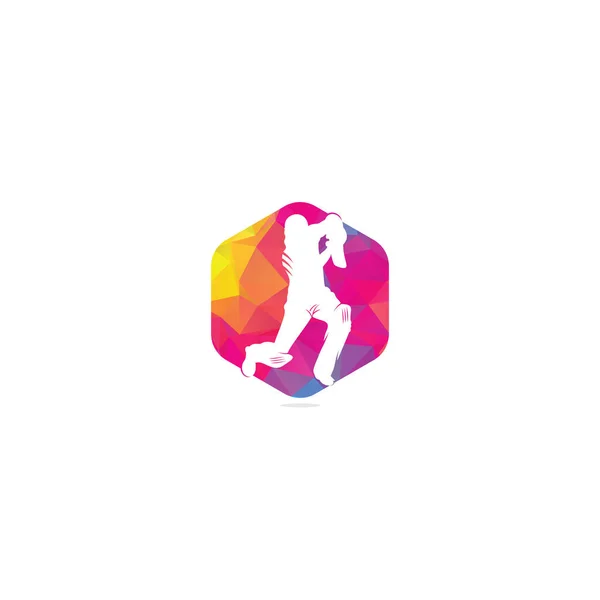 Schlagmann Beim Cricket Cricket Wettbewerb Logo Stilisierte Cricketfigur Für Die — Stockvektor