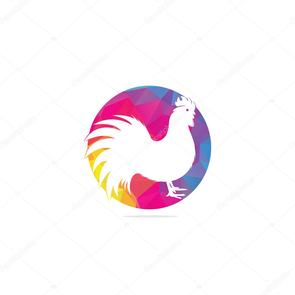 Rooster logo design. Chicken restaurant vector logo sign. Red cock logo symbol. Rooster logo concept.