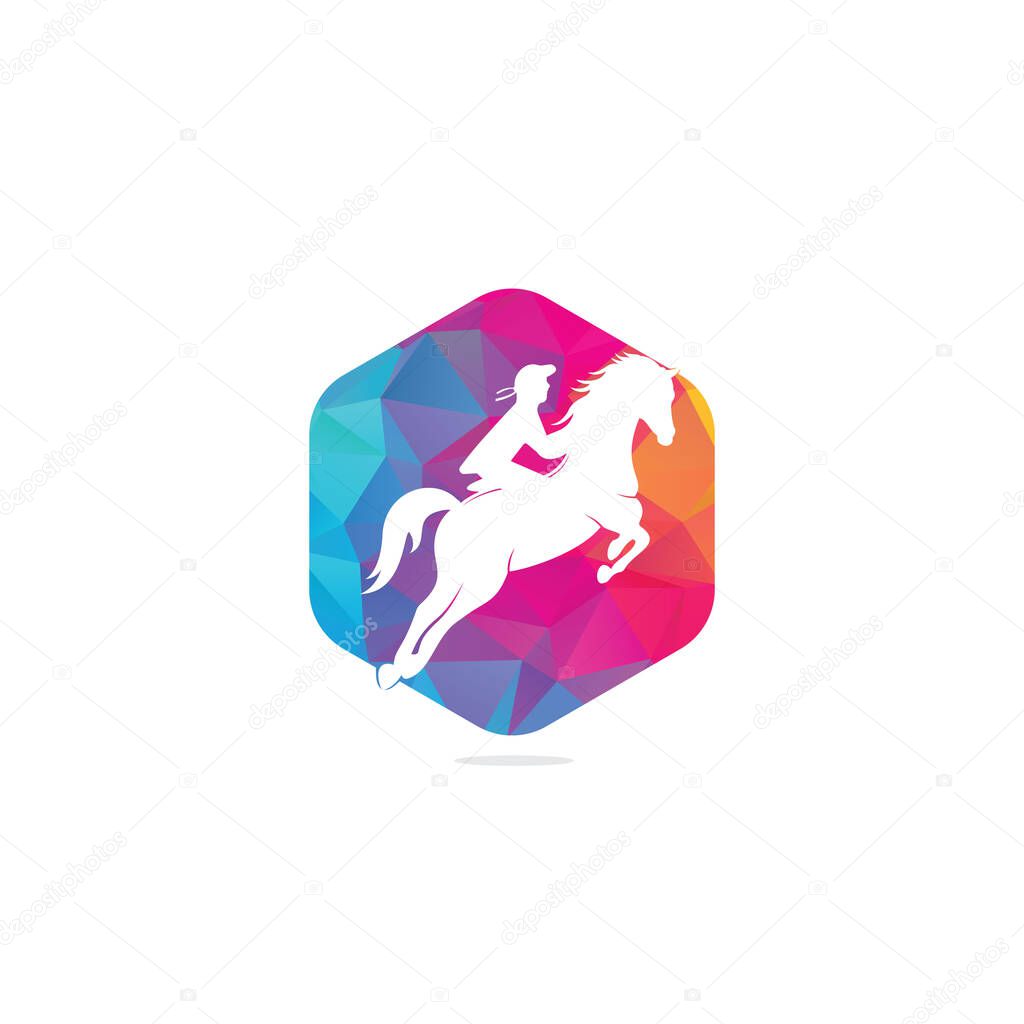 Racing horse with jockey Logo Design icons. Equestrian sport logo. Jockey riding jumping horse. Horse riding logo.