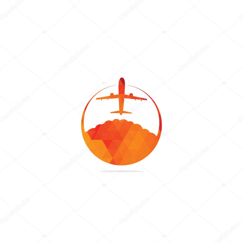 Travel logo design, Holiday bag, palm tree and airplane icon, business trip, tourism, plane vector illustration.
