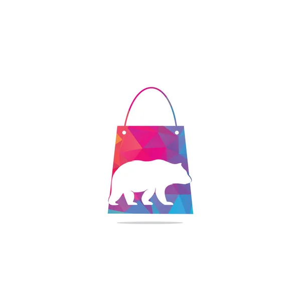 Bear Einkaufstaschenkonzept Logo Icon Designs Vector Bears Logo Konzepte Symbolbild — Stockvektor