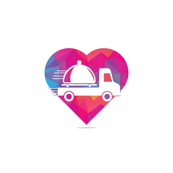 Modèle Conception Logo Forme Coeur Camion Alimentaire Livraison Nourriture Logo — Image vectorielle