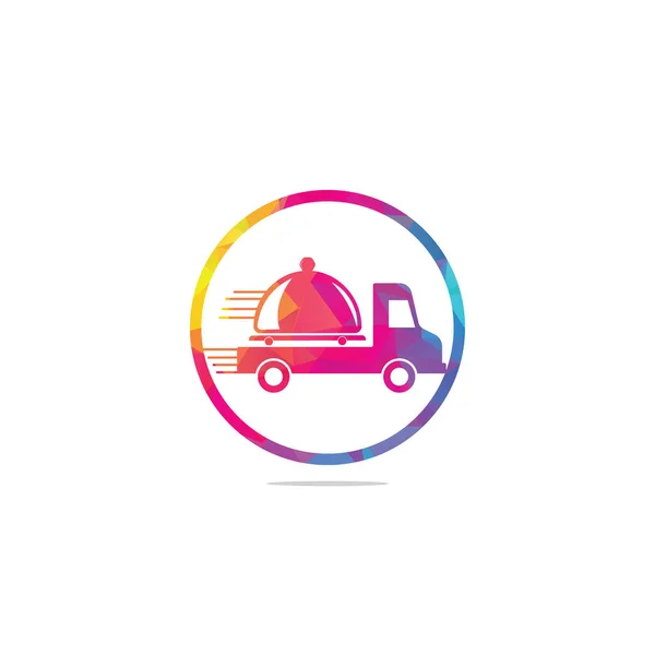Yemek Kamyonu Logosu Tasarım Şablonu Yemek Dağıtım Logosu Tasarımı — Stok Vektör