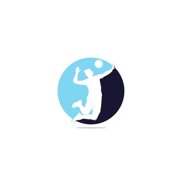 Voleybol Oyuncusu Logosu Soyut Voleybol Oyuncusu Sıçrayıştan Atlıyor Top Servis — Stok Vektör