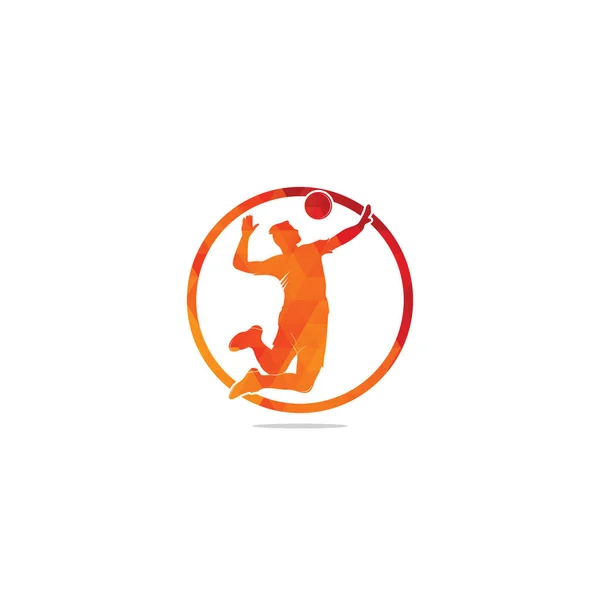Volleyballspieler Logo Abstrakter Volleyballspieler Der Von Einem Platsch Springt Volleyballerin — Stockvektor