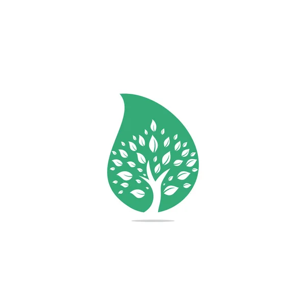 Zielone Drzewo Kropla Kształt Koncepcji Projektu Logo Streszczenie Projektu Wektora — Wektor stockowy