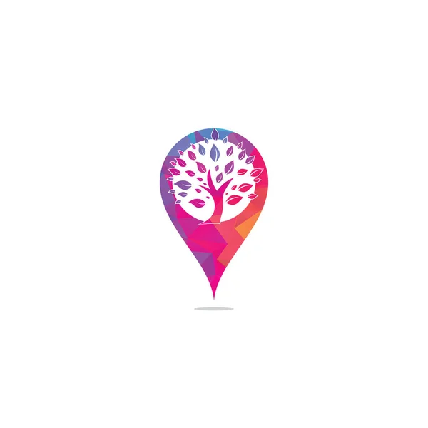 Projeto Logotipo Conceito Forma Pino Mapa Árvore Verde Design Vetorial —  Vetores de Stock