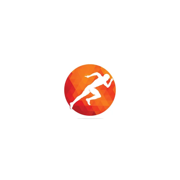 Logo Running Marathon Vector Design Simbolo Vettore Uomo Esecuzione Sport — Vettoriale Stock