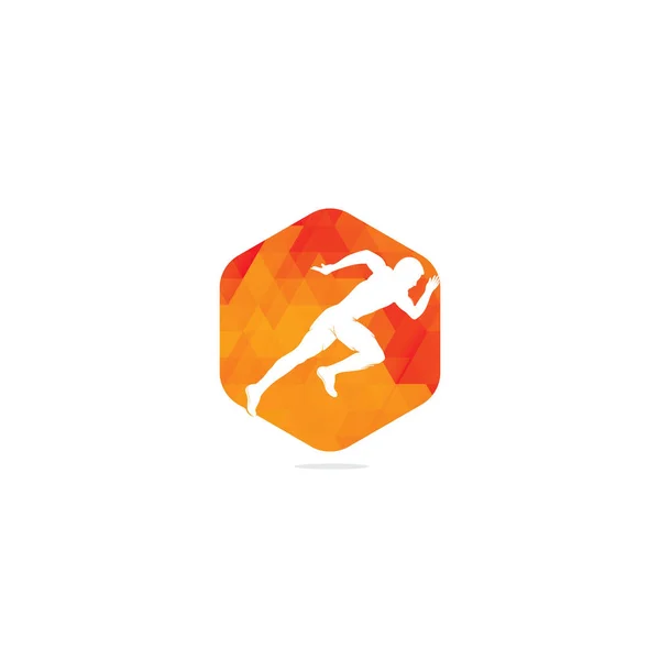 Hardlopen Marathon Logo Vector Design Running Man Vector Symbool Concept — Stockvector