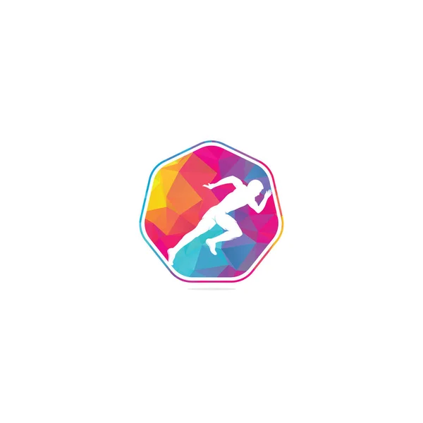 Běh Marathón Logo Design Běžící Vektor Muže Koncepce Sportu Soutěže — Stockový vektor