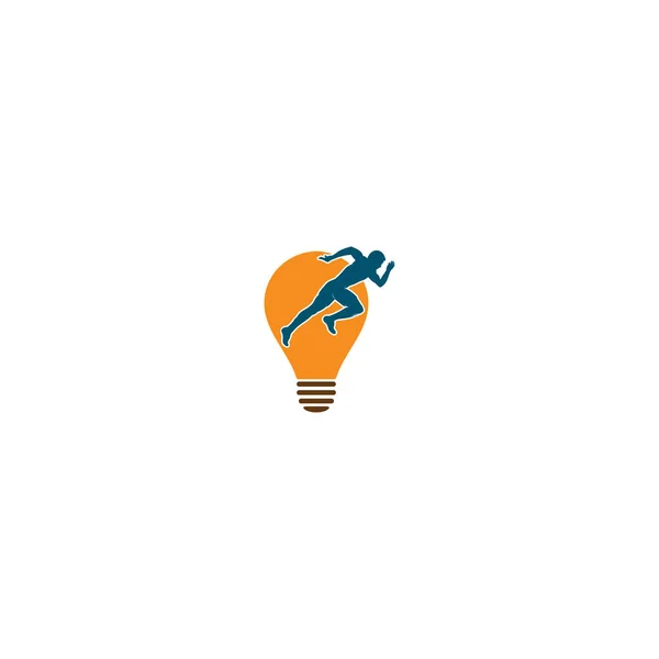 Концепція Бігової Марафонської Лампочки Логотип Векторний Дизайн Запуск Людини Векторний — стоковий вектор
