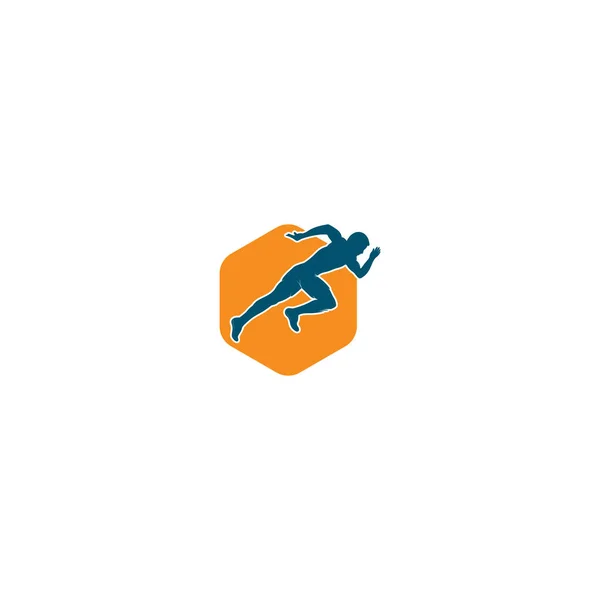 Hardlopen Marathon Logo Vector Design Running Man Vector Symbool Concept — Stockvector