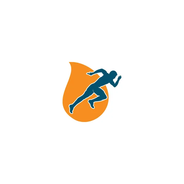 Concetto Forma Goccia Running Marathon Logo Vector Design Simbolo Vettore — Vettoriale Stock