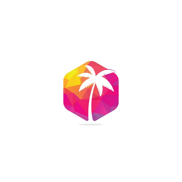 Tropisk Strand Och Palm Träd Logotyp Design Kreativ Enkel Palm — Stock vektor