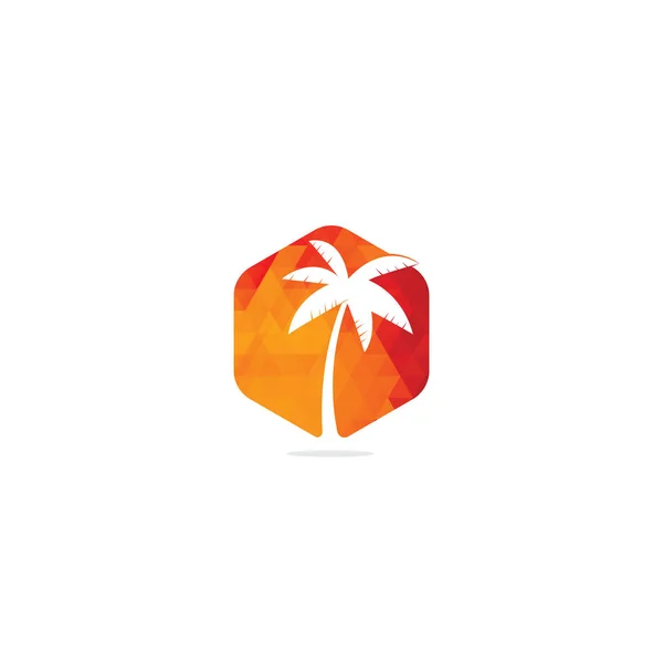 Tropischer Strand Und Palmen Logo Design Kreative Einfache Palme Vektor — Stockvektor