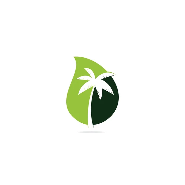 Palm Tree Drop Shape Concept Logo Design Vector Template Coconut — Stock Vector