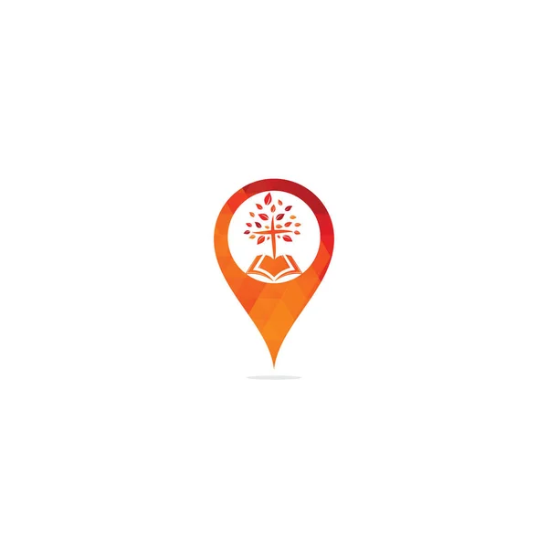 Projekt Logo Kościoła Wskaźnik Mapy Symbol Lub Ikona Kościoła Lokalizatora — Wektor stockowy