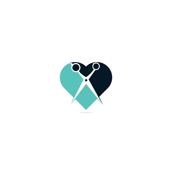 Love Barber Vector Logo Design Scissors Heart Vector Logo Design — Stockový vektor