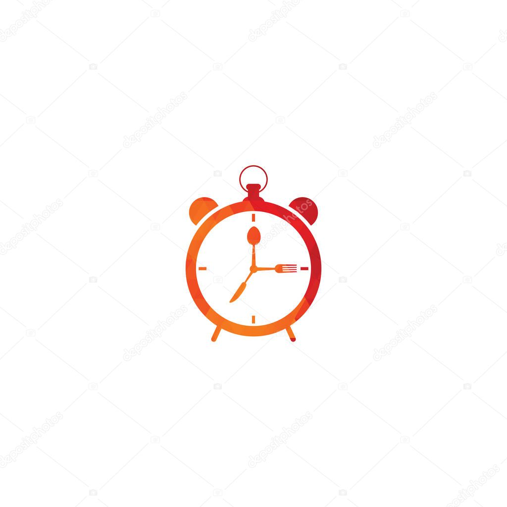 food time with circle clock spoon, fork, and knife logo vector, icon, element, and template for company. food clock spoon, knife, spoon, fork logo