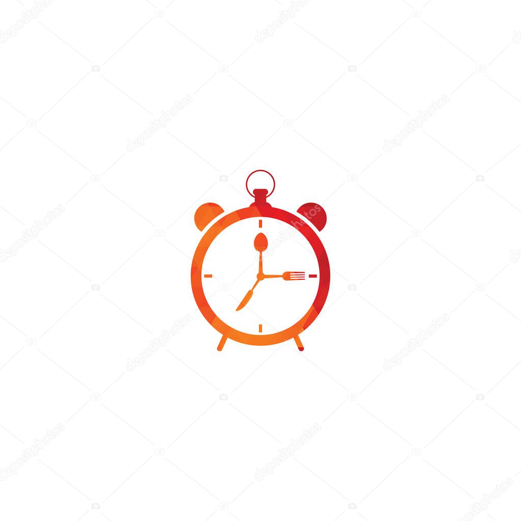 Food time with circle clock spoon, fork, and knife logo vector, icon, element, and template for company. food clock spoon, knife, spoon, fork logo