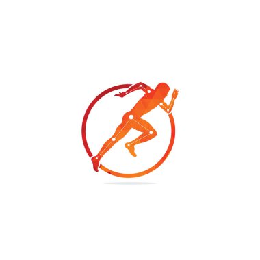 Fizyoterapi tedavi tasarım şablonu insanların koştuğu vektör. Renkli vektör sağlığı. Fizyoterapi kliniği logosu. Fizyoterapi logosu