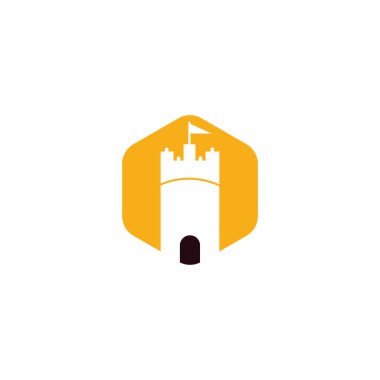 Kale vektör logo tasarımı. Kale Kulesi logosu Şablon Vektör.